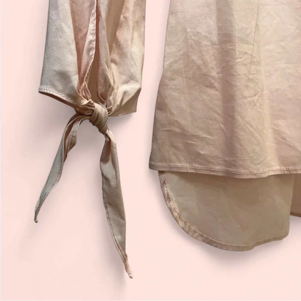 Elegant Pink Tie Cuff Blouse - Picture 3 of 5